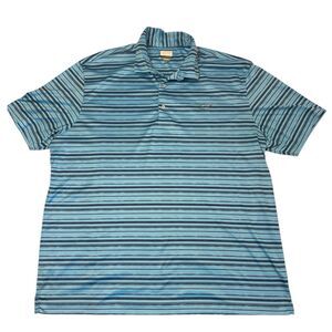 Greg Norman XXL Golf Polo Blue Stripe Play Dry Performance Shirt Shark Logo